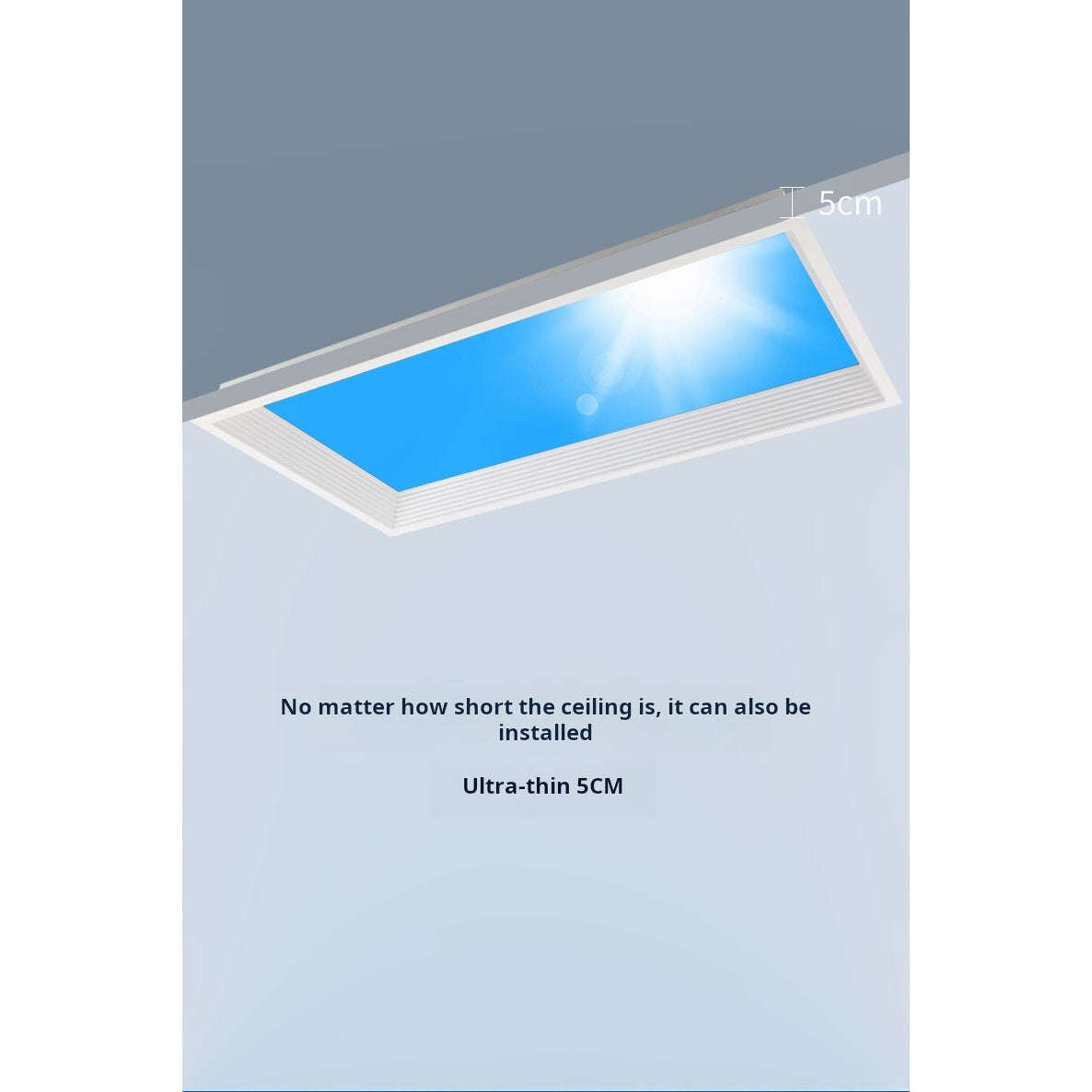 Skylight Recessed Ultra-Thin LED Panel Light  High CRI Natural Daylight, Smart Ceiling Mount