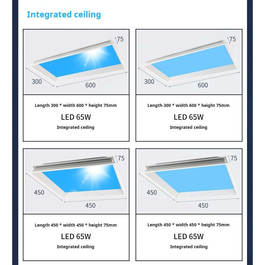 Skylight Recessed Ultra-Thin LED Panel Light  High CRI Natural Daylight, Smart Ceiling Mount
