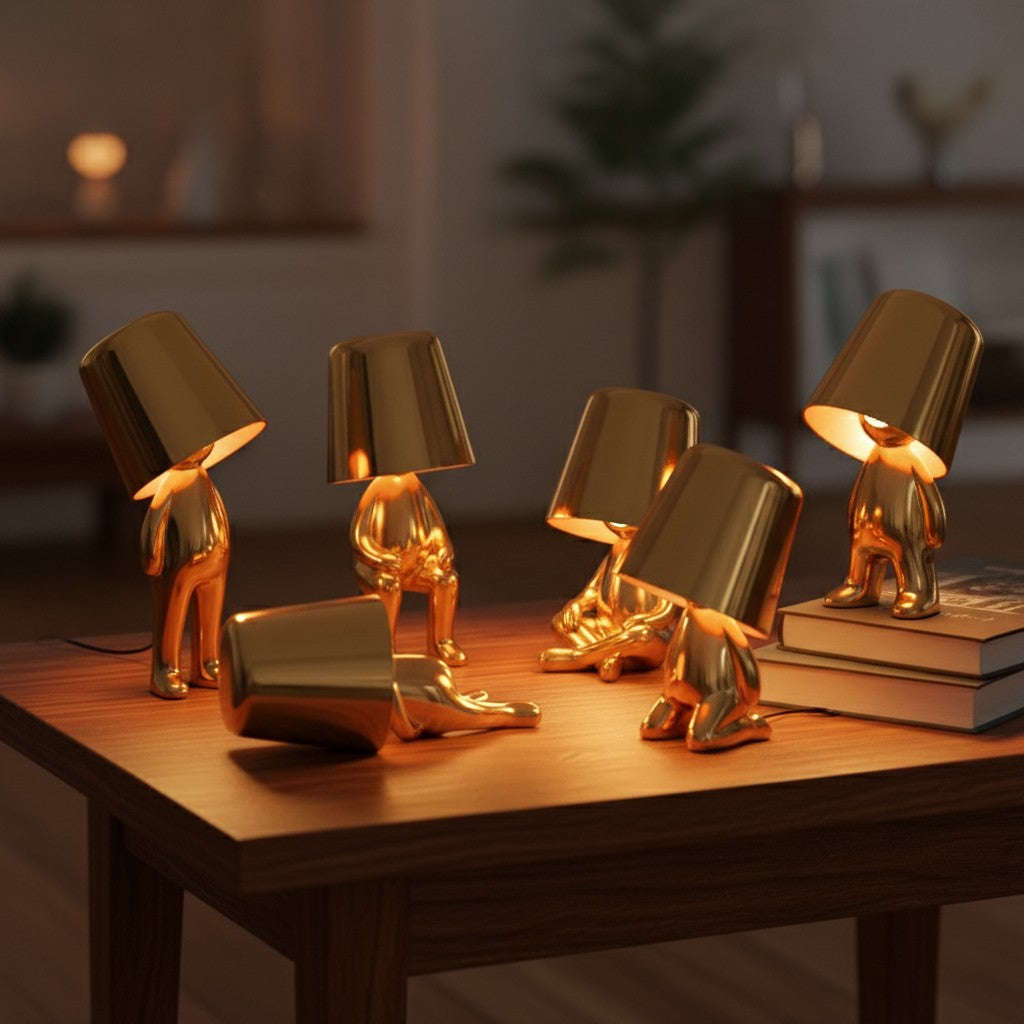 Little Golden Man Decorative Table Lamp | Rechargeable Touch Night Light