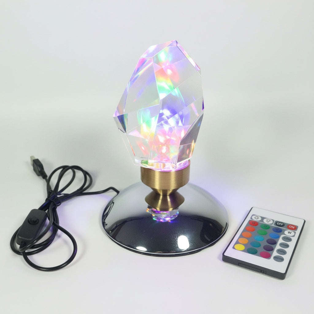 LED RGB Diamond Crystal Desk Lamp - 16 Color Remote Control USB Night Light