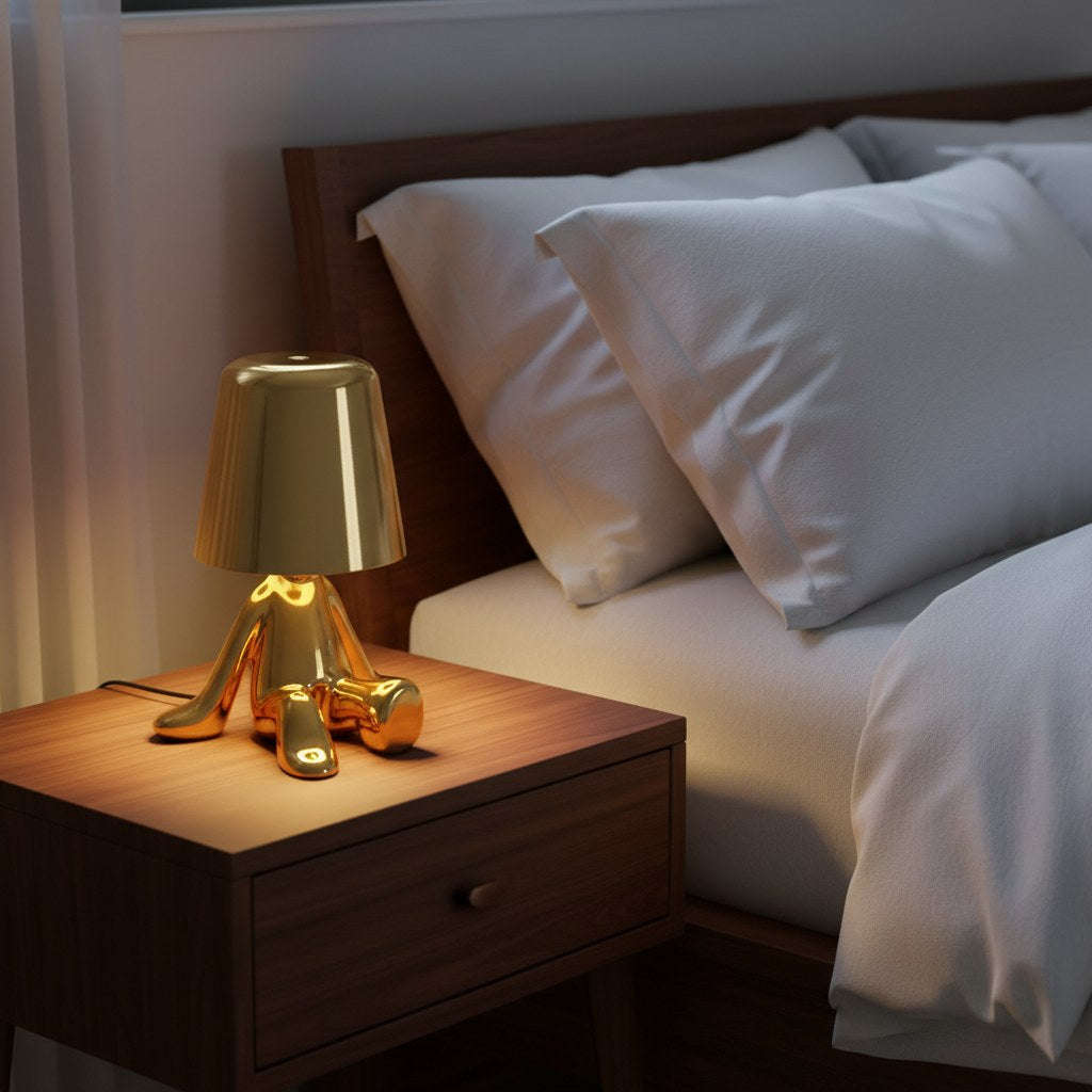 Little Golden Man Decorative Table Lamp | Rechargeable Touch Night Light