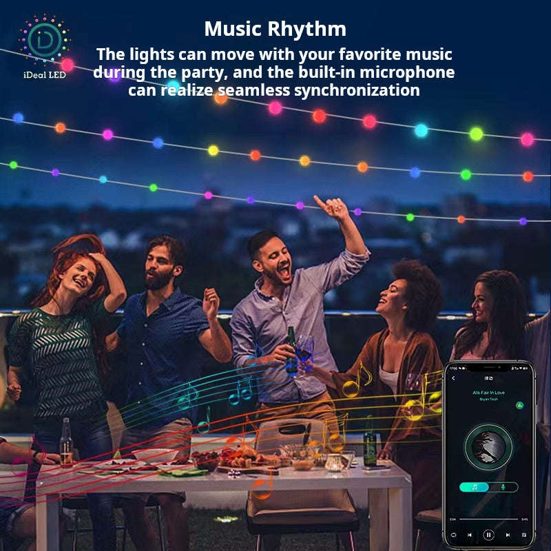 RGB Smart LED String Lights - Bluetooth App Control | Ball, Pineapple & Star Shapes | IP68 Waterp...