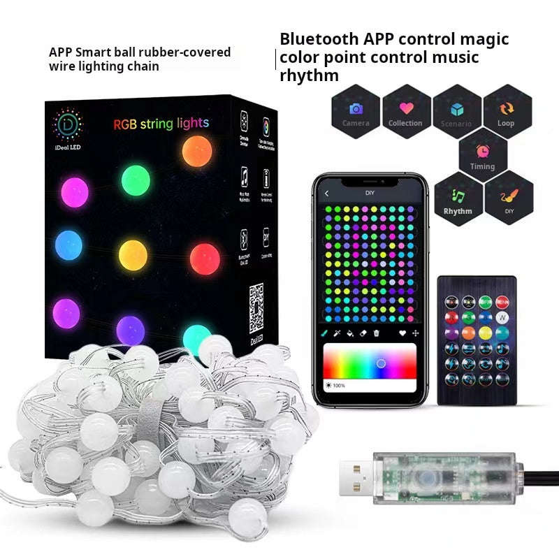 RGB Smart LED String Lights - Bluetooth App Control | Ball, Pineapple & Star Shapes | IP68 Waterp...