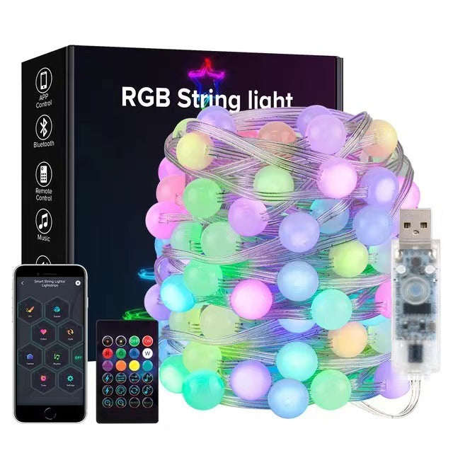 RGB Smart LED String Lights - Bluetooth App Control | Ball, Pineapple & Star Shapes | IP68 Waterp...