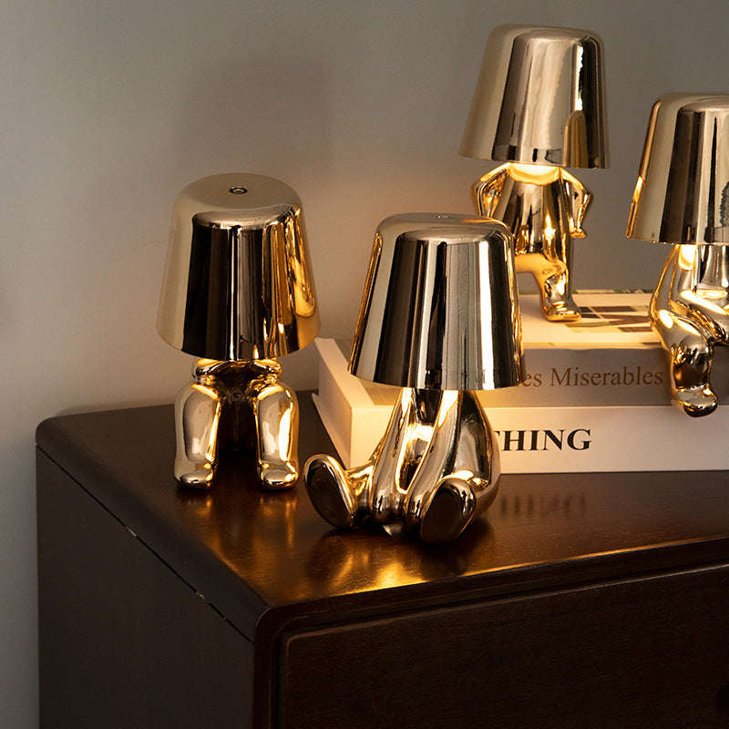 Little Golden Man Decorative Table Lamp | Rechargeable Touch Night Light