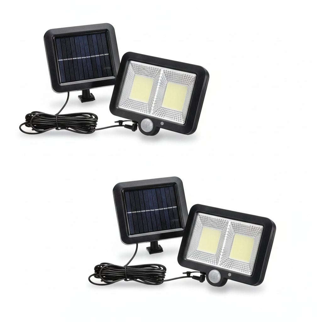 Solar Security Light 2 Pack  Motion Sensor Outdoor Floodlight