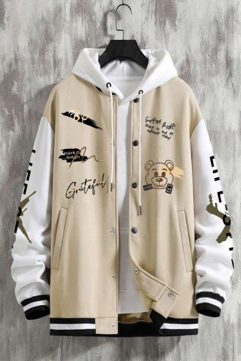 Manfinity Loose Men's Slogan Graphic Jacket (No Hoodie)