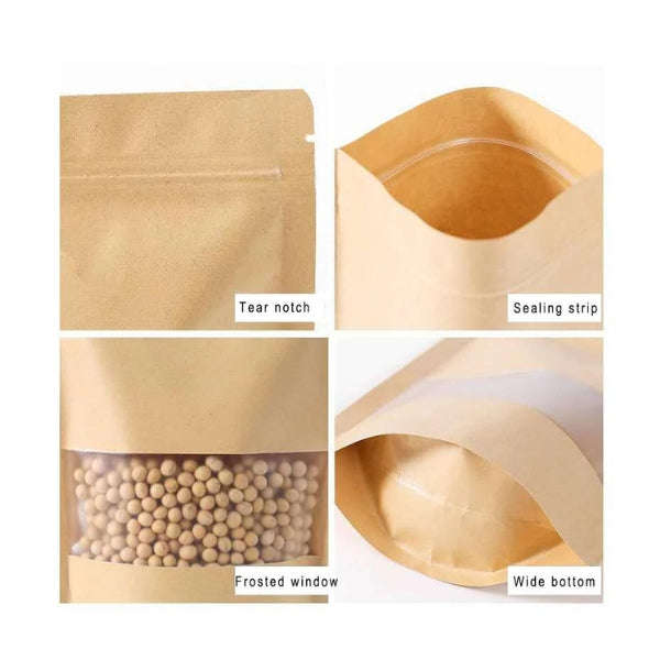 Glossy Kraft Paper Pouches with Window - SAMPLES/ SINGLES