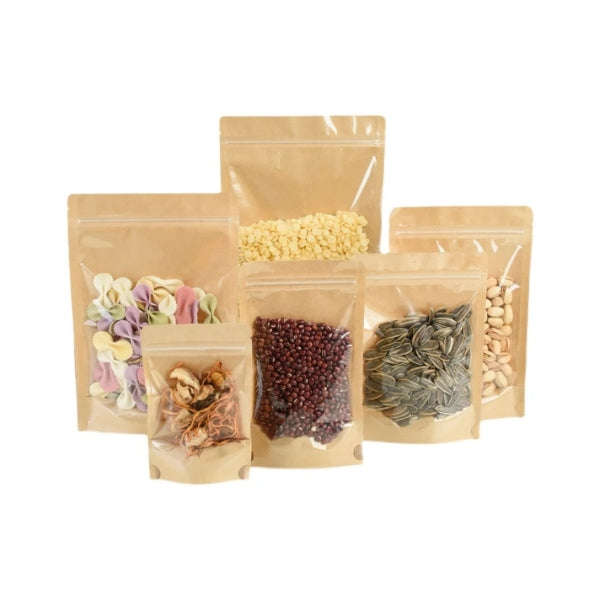 Kraft Paper Pouches with Clear Front  Samples/ Singles