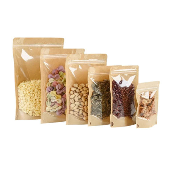 Kraft Paper Pouches with Clear Front  Samples/ Singles