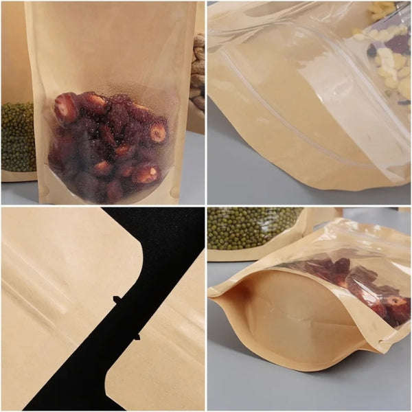 Kraft Paper Pouches with Clear Front  Samples/ Singles