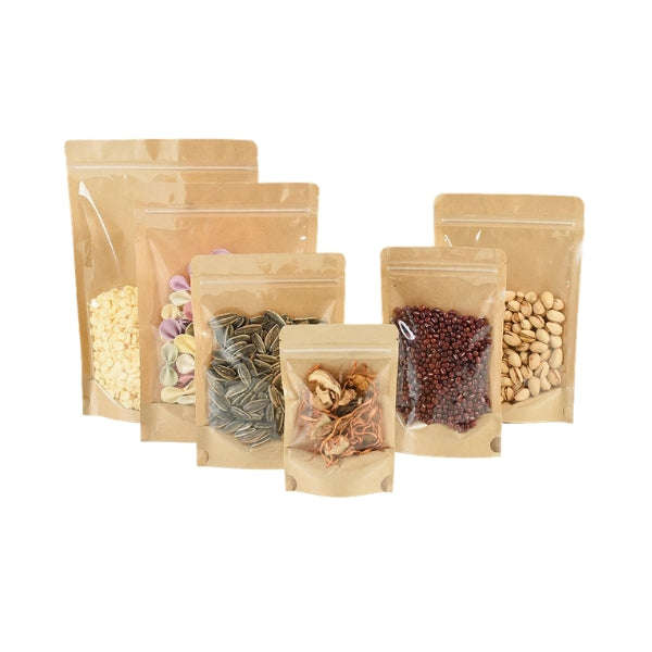 Kraft Paper Pouches with Clear Front  Samples/ Singles
