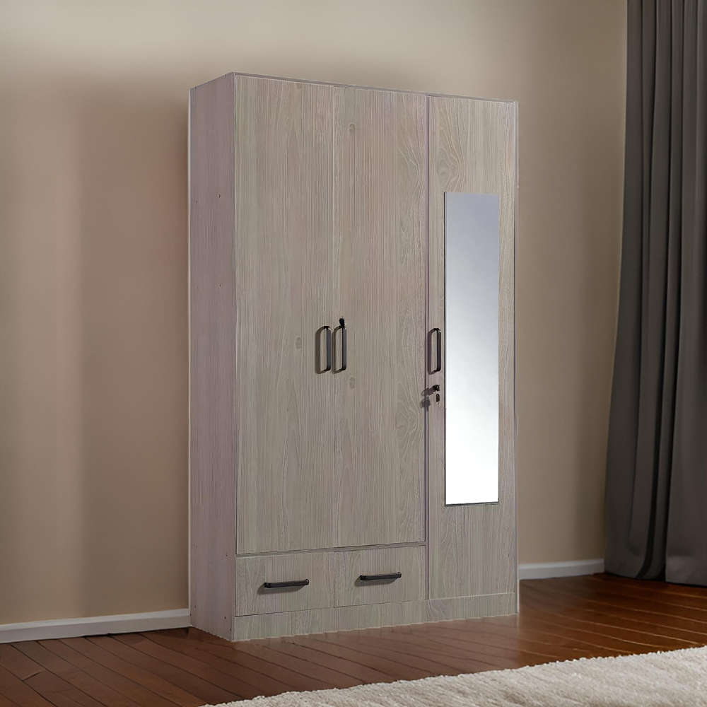 3 Door Wooden Spacious Wardrobe With Mirror A3-4
