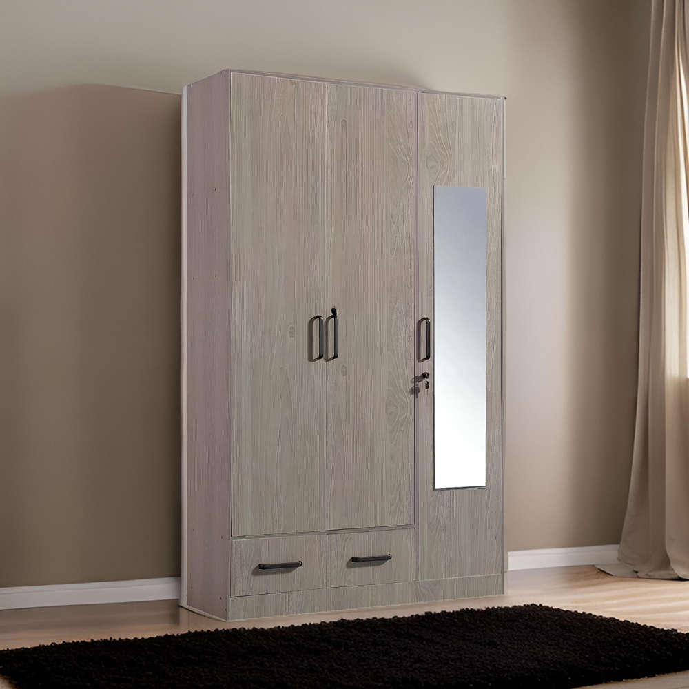 3 Door Wooden Spacious Wardrobe With Mirror A3-4
