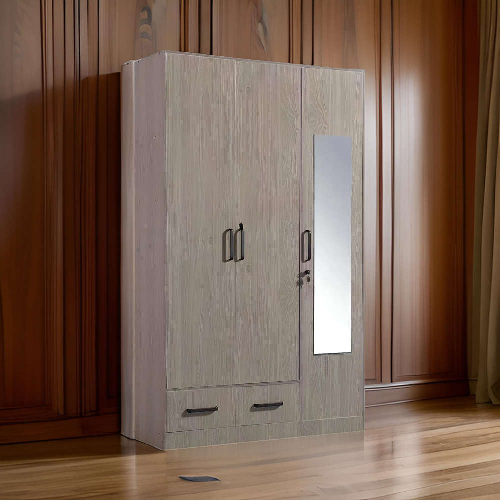 3 Door Wooden Spacious Wardrobe With Mirror A3-4