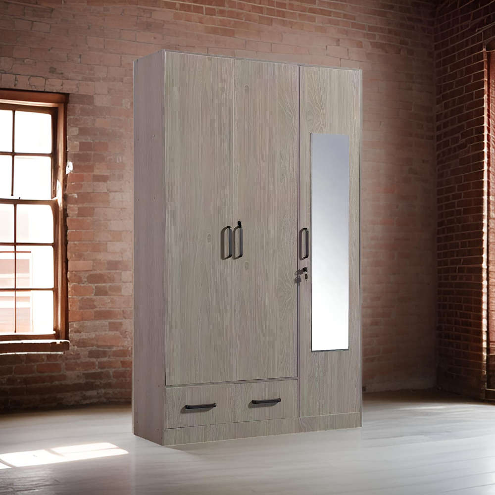 3 Door Wooden Spacious Wardrobe With Mirror A3-4
