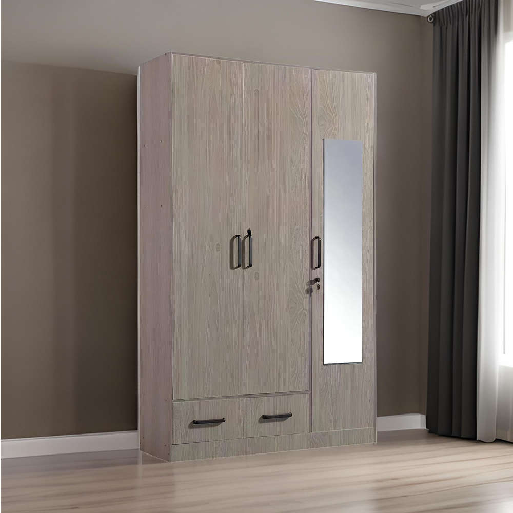3 Door Wooden Spacious Wardrobe With Mirror A3-4