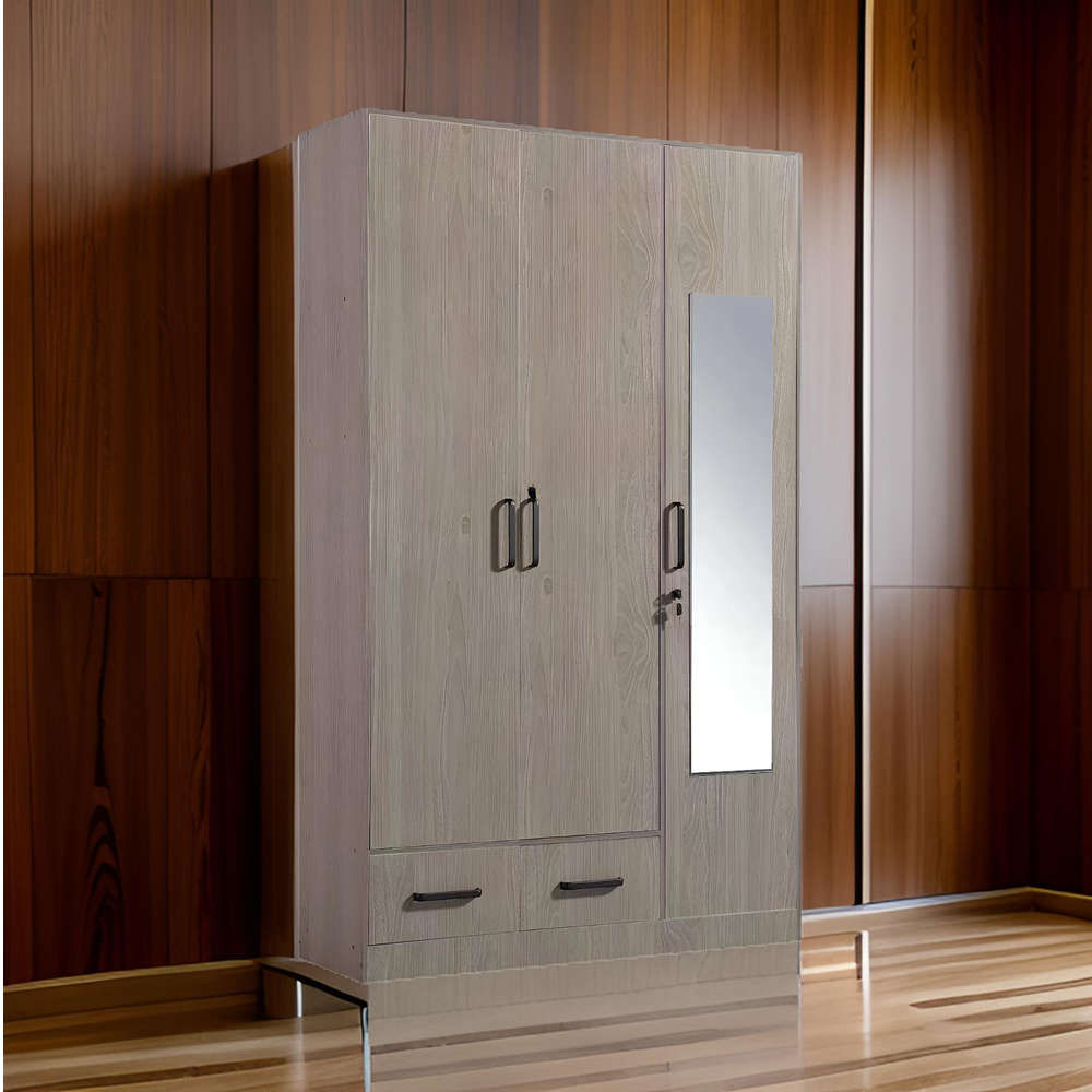 3 Door Wooden Spacious Wardrobe With Mirror A3-4