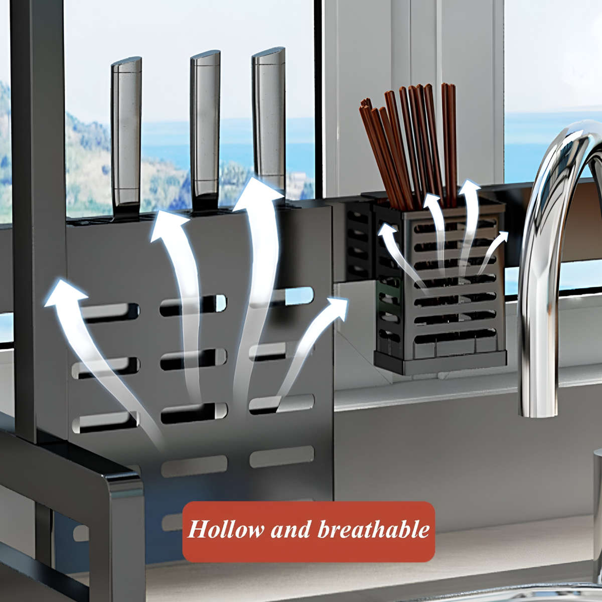 85cm Adjustable Height Over-the-Sink Kitchen Storage And Dish Rack Shelf