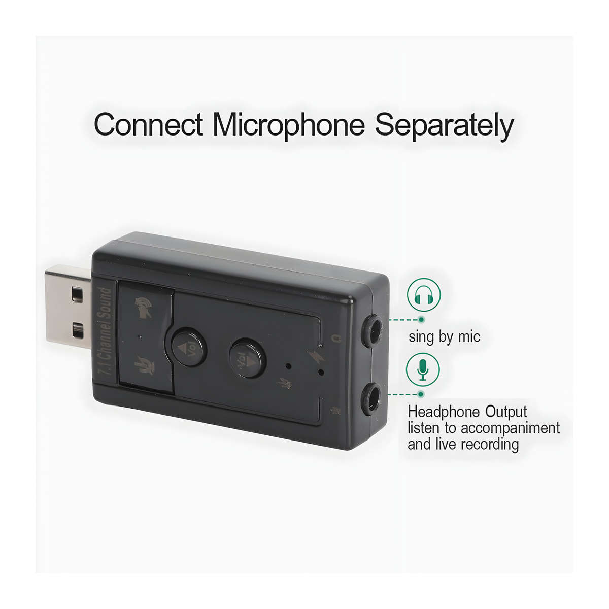 7.1 Channels USB Sound Adapter Card With Volume Control