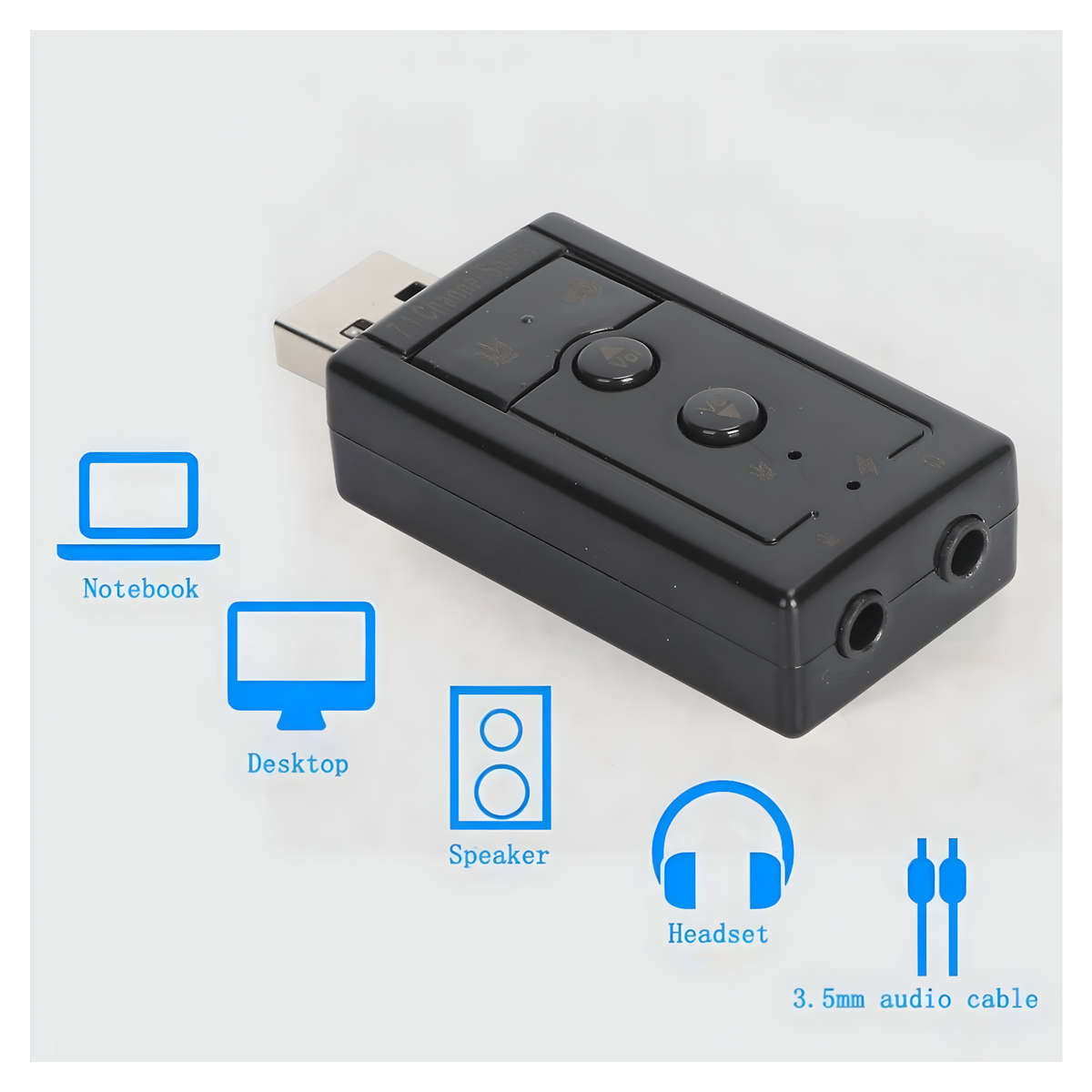 7.1 Channels USB Sound Adapter Card With Volume Control