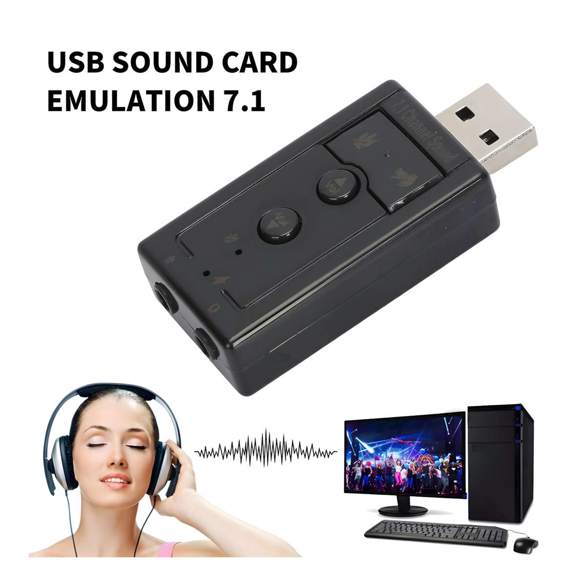 7.1 Channels USB Sound Adapter Card With Volume Control