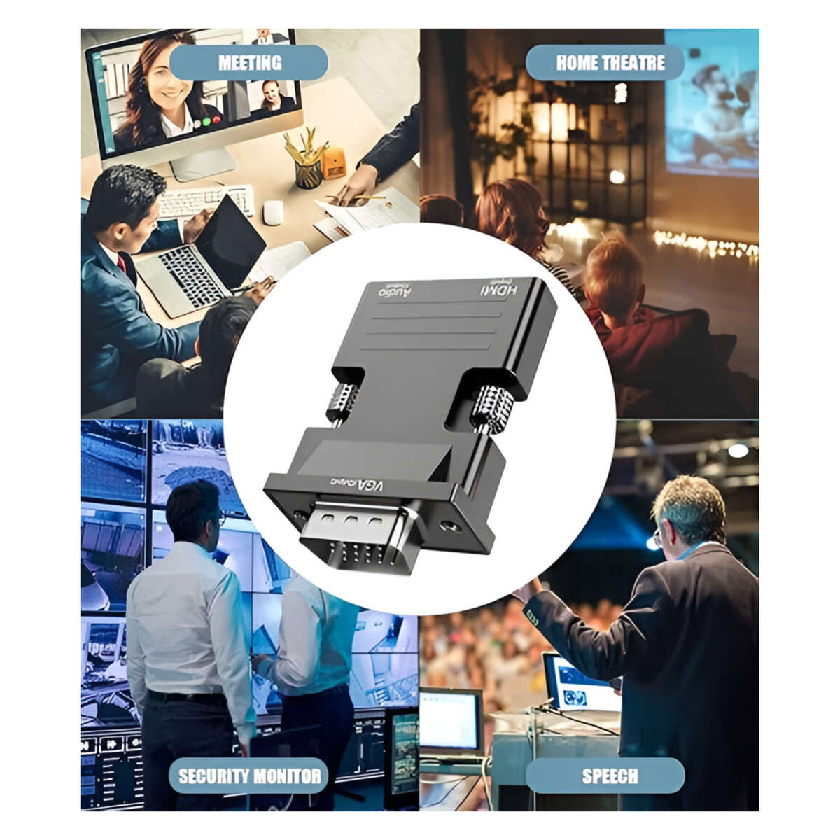 1080P 3.5mm HDMI to VGA, Audio,Dc: 5v Converter