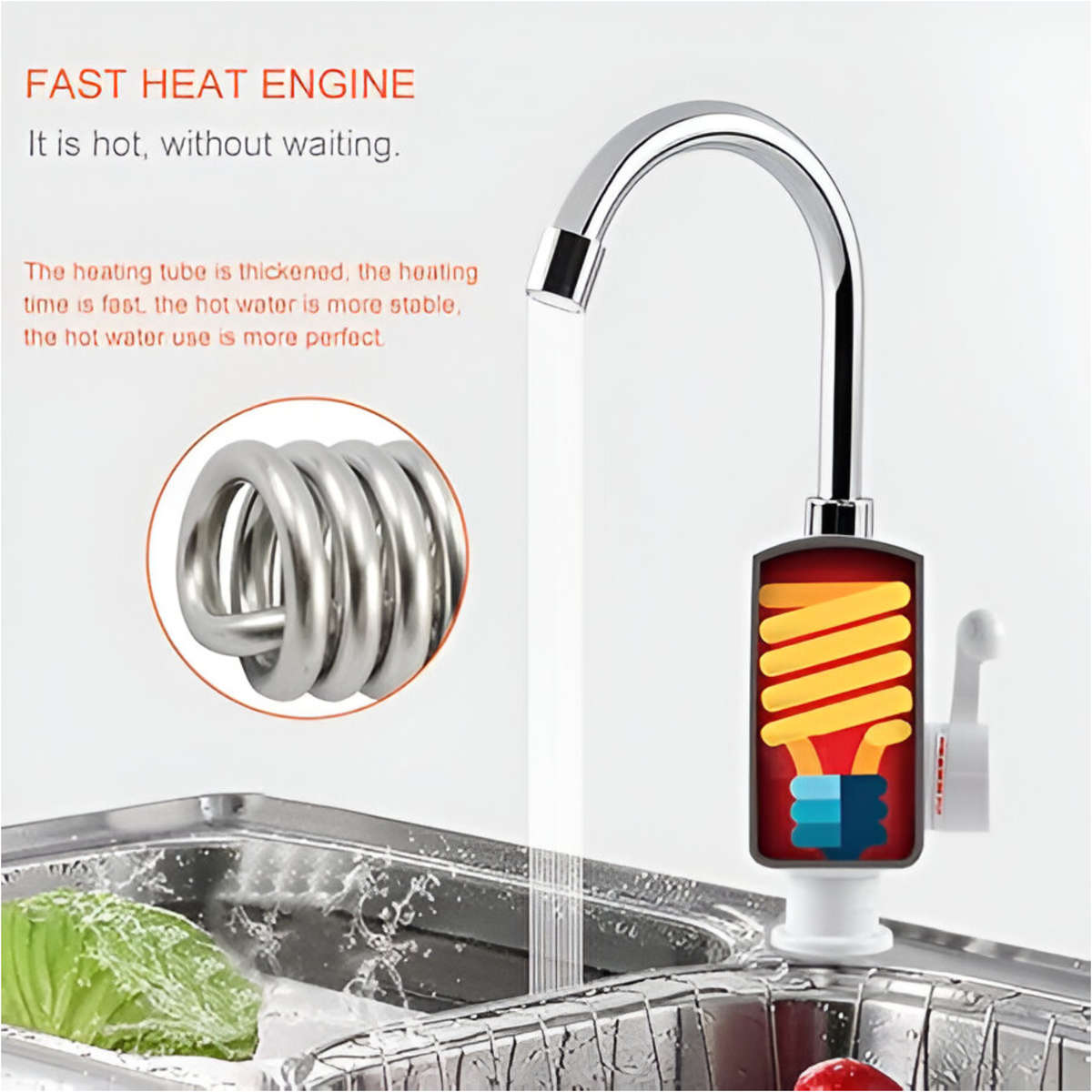 Electric Instant Water Heater Tap for Bathroom/Kitchen