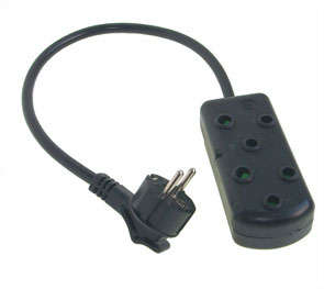 Multiplug adapter extension 2x15a to 2pin plug 500mm ext-mae3shssv153bk05