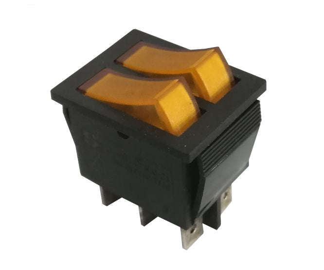 Rocker switch dpst on-off illum yl 16a 250v rk1-21-yl