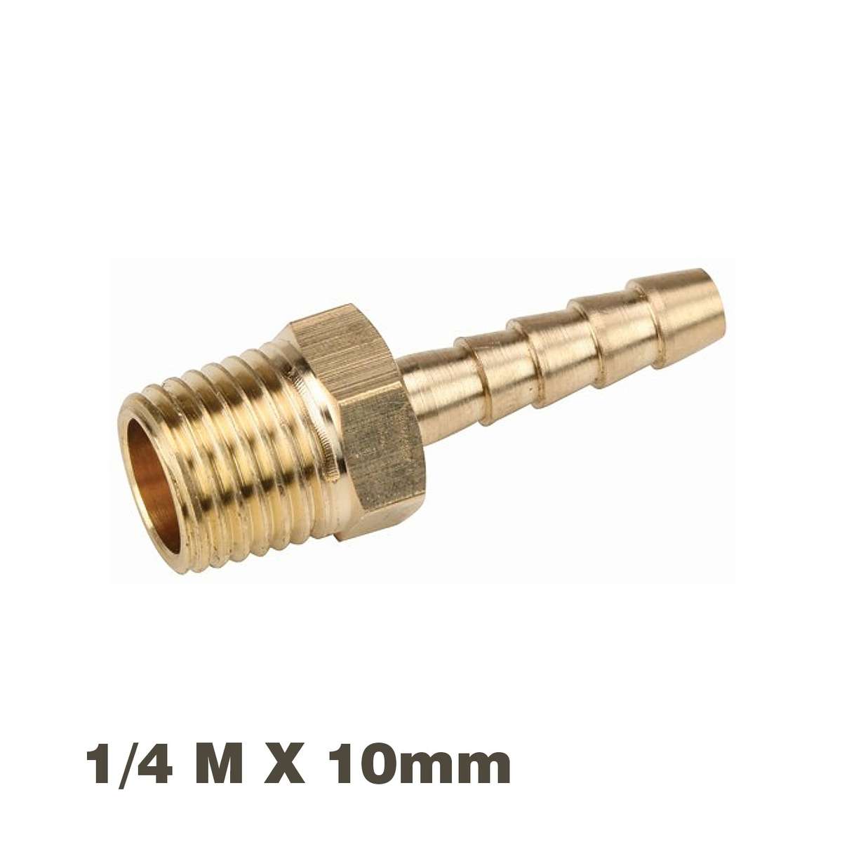 HOSE TAIL CONNECTOR BRASS 1/4M X 10MM