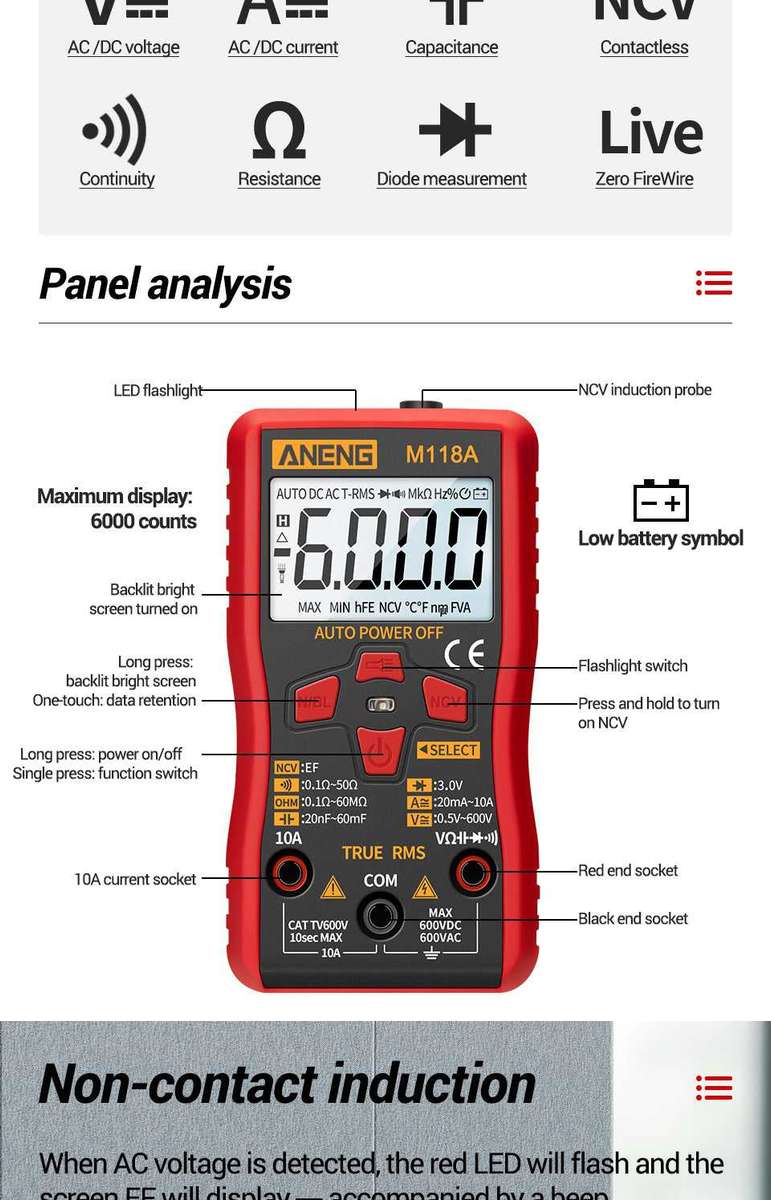 M118A Digital Mini Multimeter