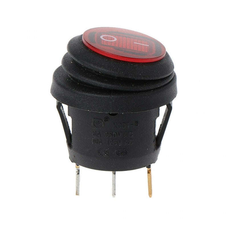 Waterproof Round Rocker Switch with red light