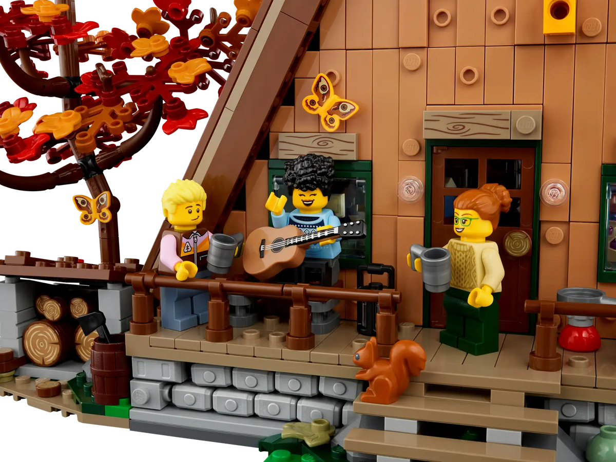LEGO® Ideas display model of an A-Frame Cabin (21338)