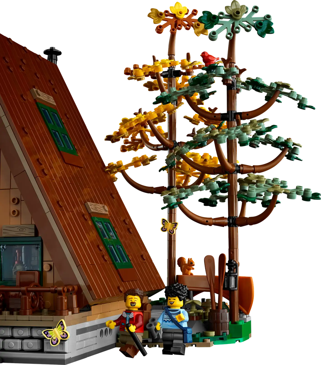 LEGO® Ideas display model of an A-Frame Cabin (21338)