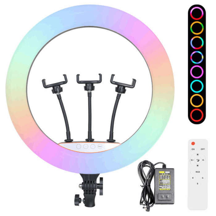 18 (45CM) Inches RGB Ring Light With Bag, Tripod Stand + Bag