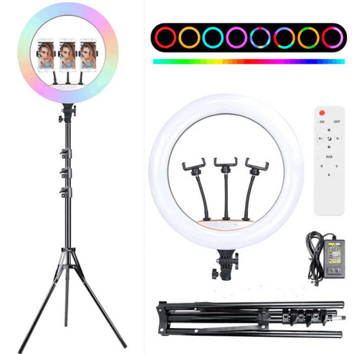 18 (45CM) Inches RGB Ring Light With Bag, Tripod Stand + Bag