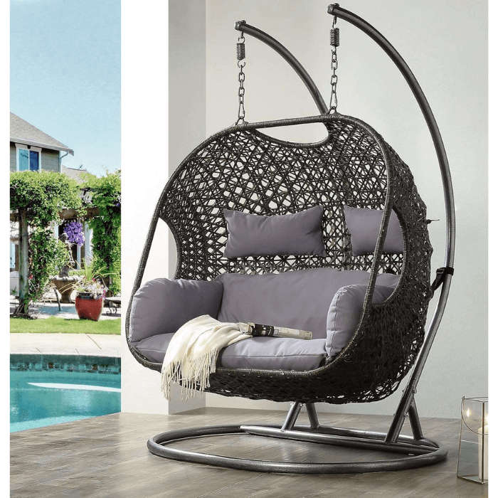 DHHU Double Swing Egg Chair Set (ONLY BROWN COLOR AVAILABLE)