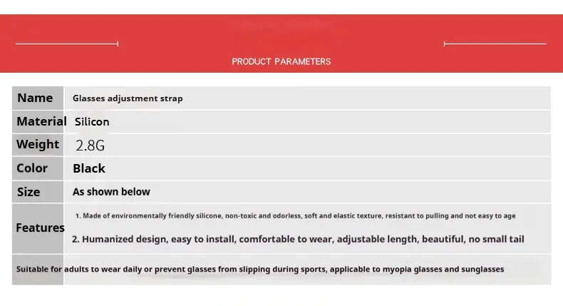 Sekelboer Adjustable Anti-Slip Silicone Sunglasses Retainer