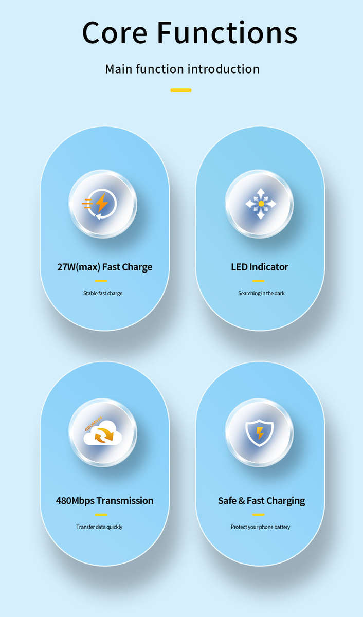 Essager USB-C to Lightning cable For IPhone 27W Fast Charging 2 Meters Cable