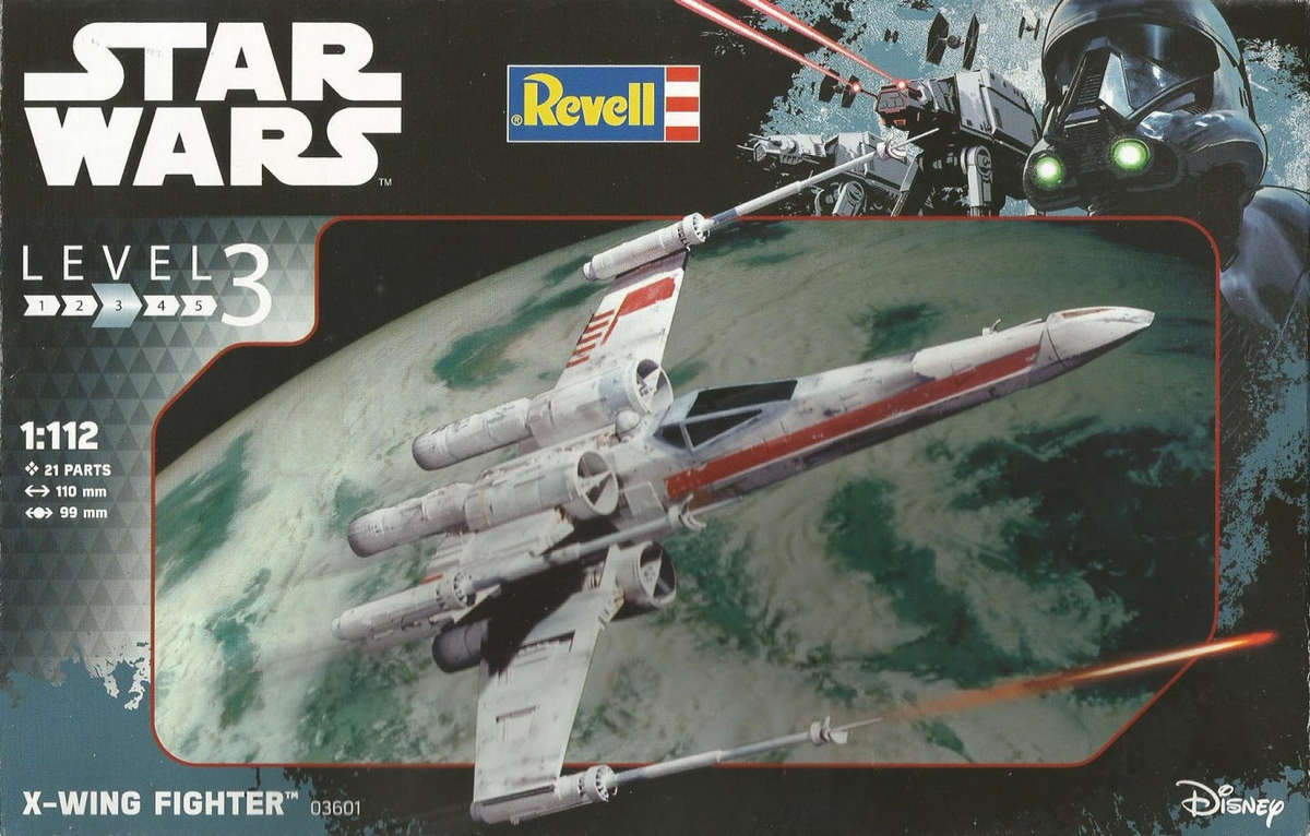 03601 STAR WARS X WING FIGHTER REVELL SCALE MODEL KIT. NO GLUE. NO PAINT. KIT ONLY.