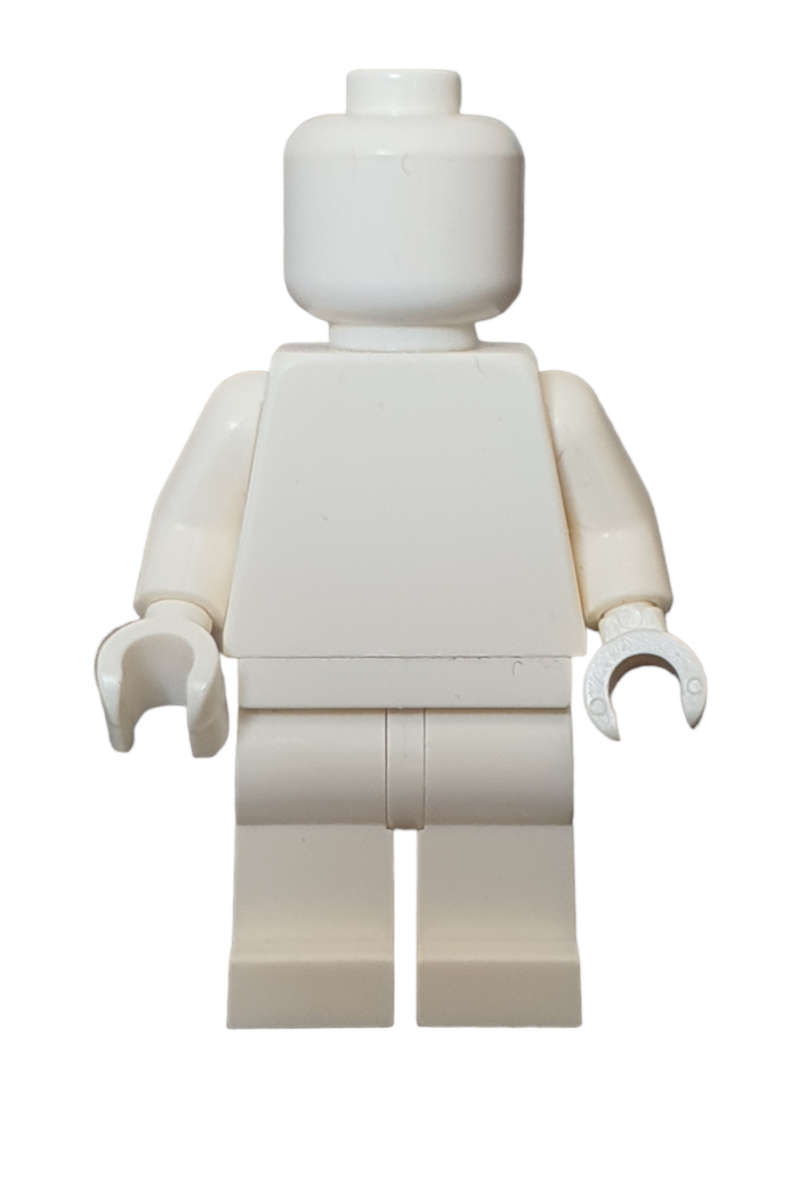 Blanked out plain white Lego minifigure ready for decals