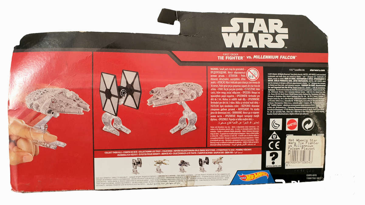 Box Damage Hot Wheels Star Wars Millennium Falcon vs Tie fighter