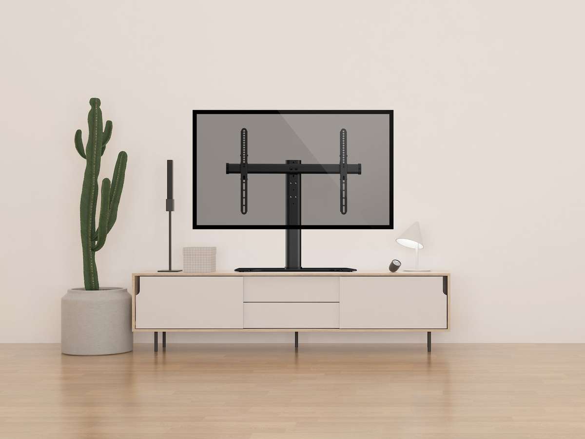 Equip 32"-55" TV Tabletop Stand with Adjustable Height and Glass Base