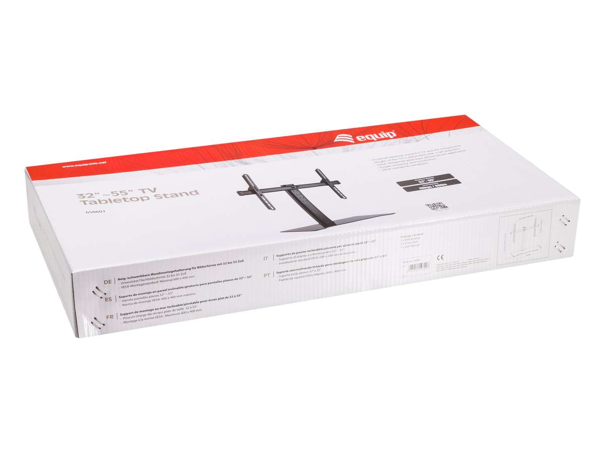 Equip 32"-55" TV Tabletop Stand with Adjustable Height and Glass Base