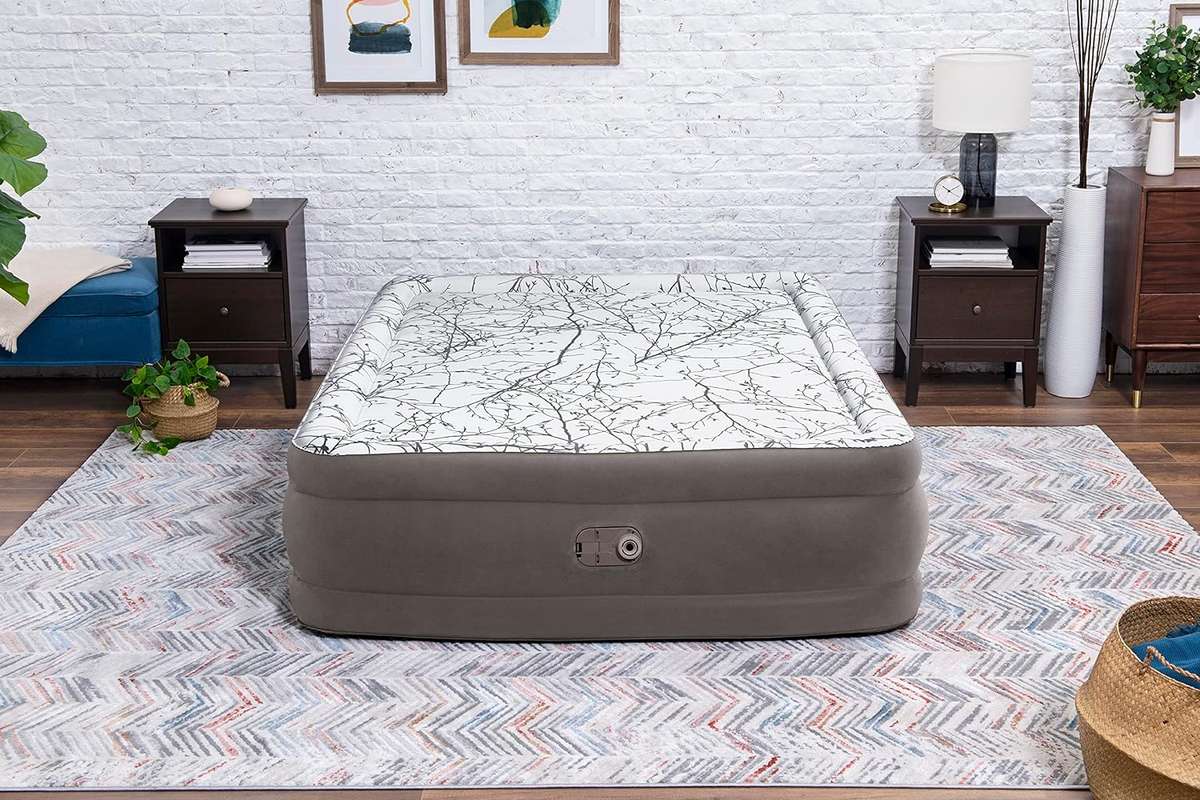 Bestway 2.03m X 1.52m X 46cm Tritech Airbed Queen Foam Top Built In Ac Pump