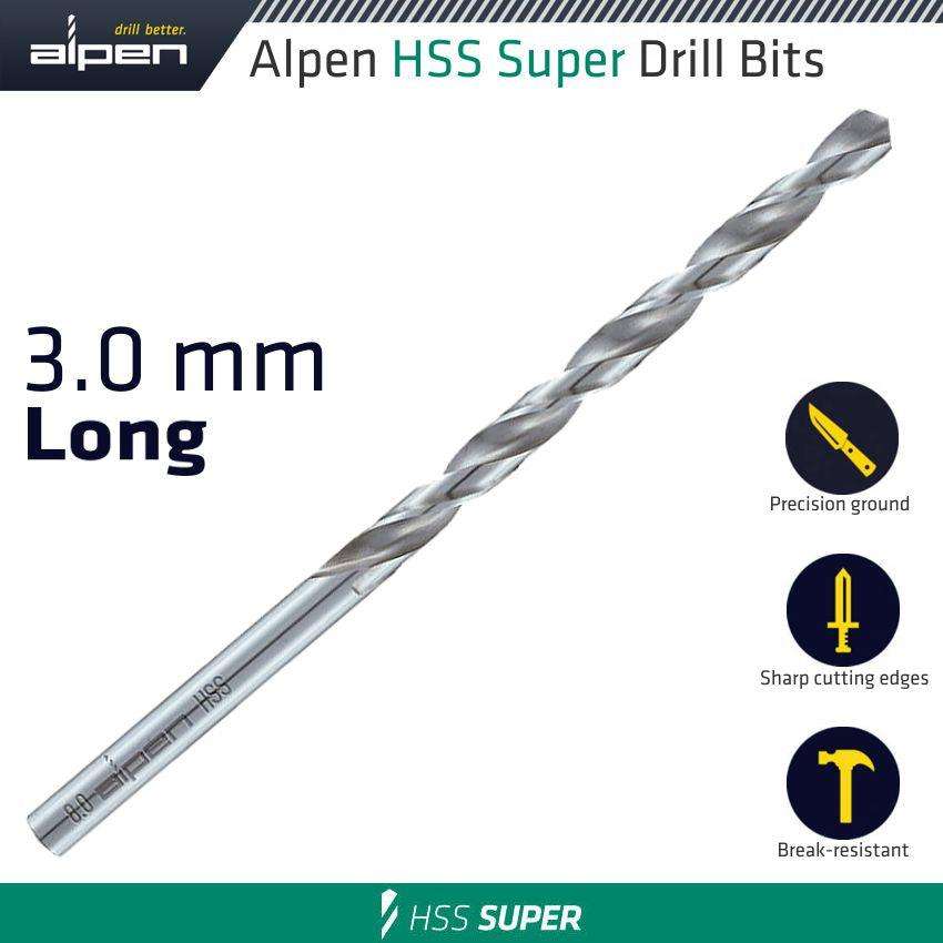 Alpen Hss Super Drill Bit Long 3 X 100 Mm Pouch