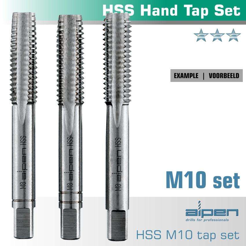 Alpen Hand Tap Set In Pouch M10 Hss 1.5 Mm Pitch
