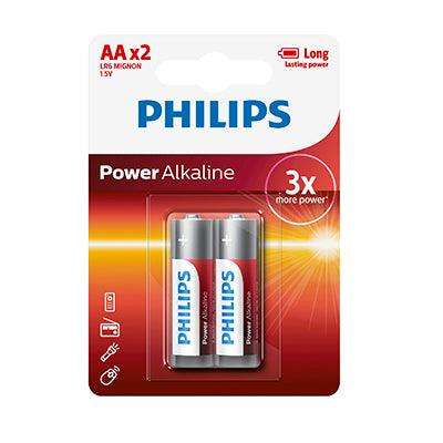 Philips Power Alkaline Lr6 Aa Batteries 1.5 V 2 Pack