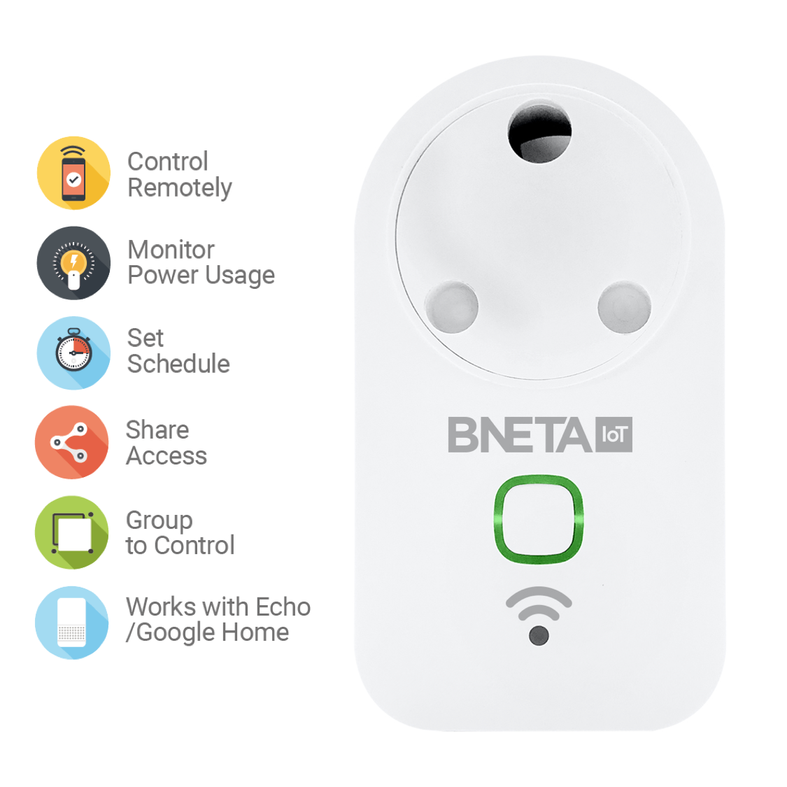 BNETA IoT Smart WiFi Plug with Power Meter 2 & 3 Pin
